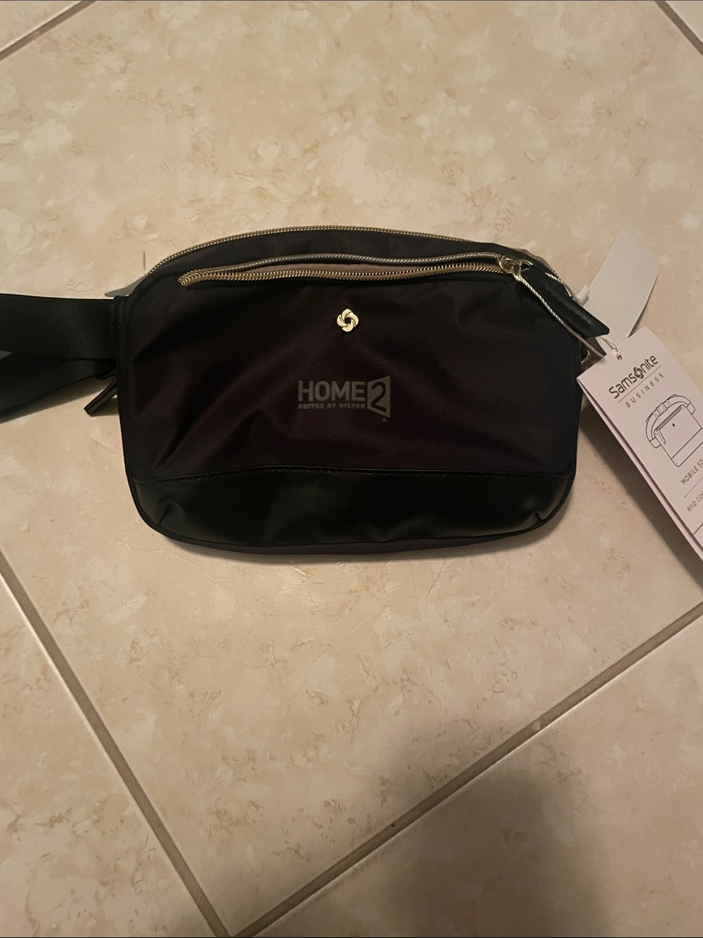 Samsonite Black Business RFID Convertible Waist Pack with Gold Accents